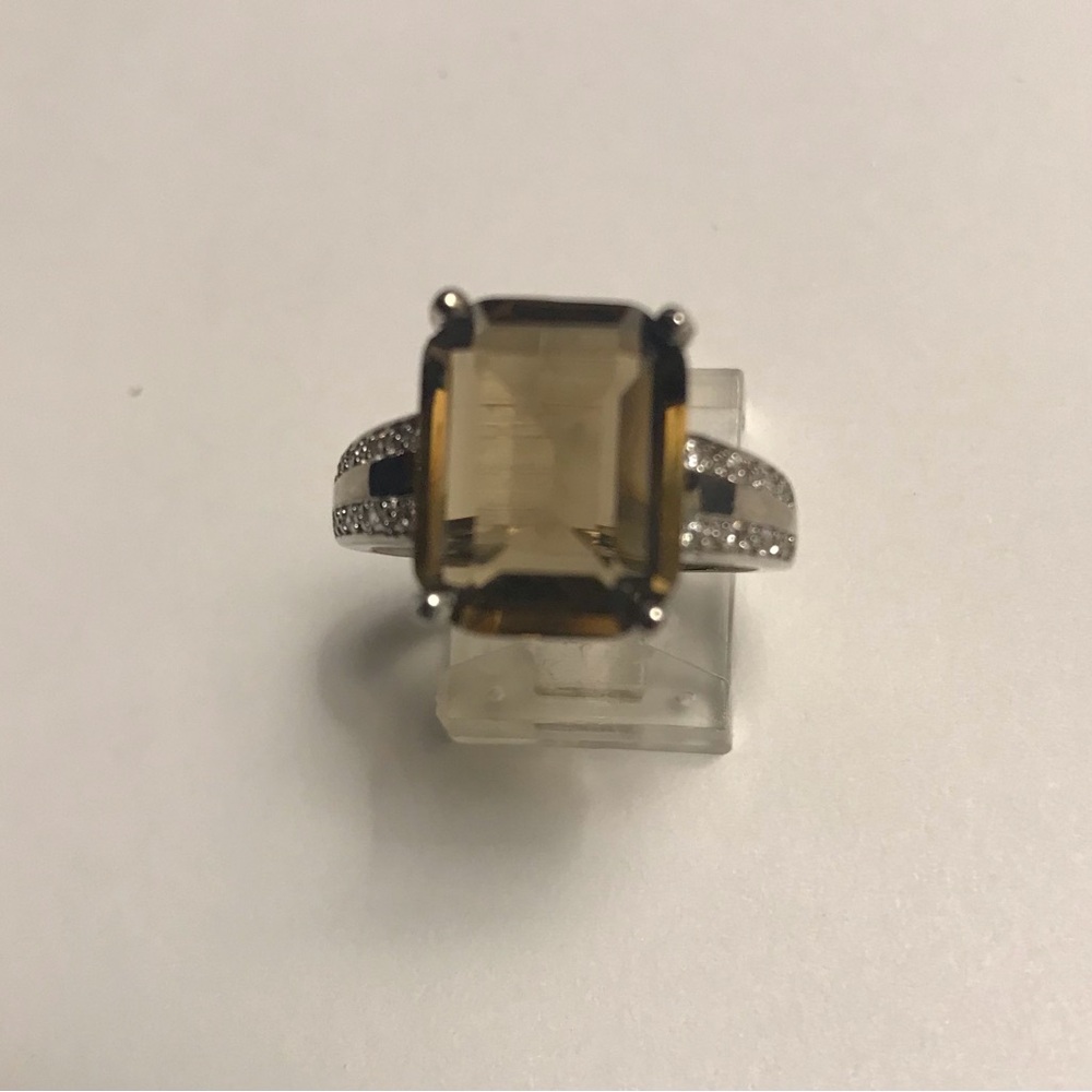 Smokey Topaz Stamped 925 Sterling Silver Ring